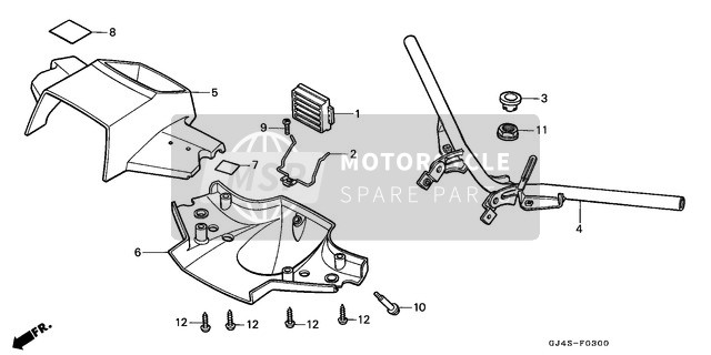 Honda SH75D 1995 Behandel pijp/Handvatafdekking voor een 1995 Honda SH75D